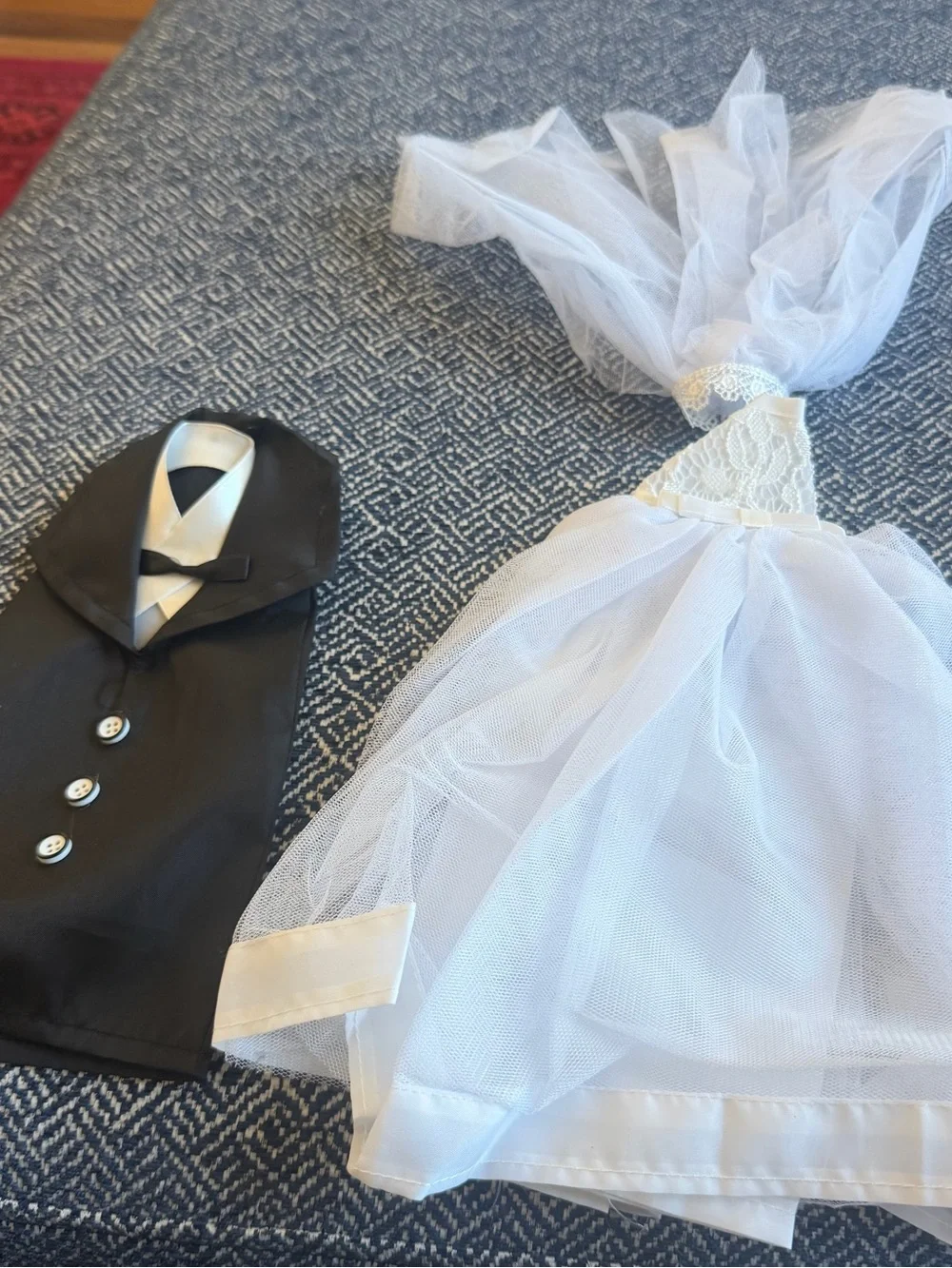 Wedding Wine Bottle Dress and Tuxedo Set - White & Black